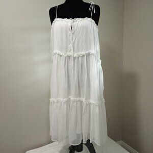 COTTON:ON WHITE TIERED AND RUFFLED MAXI DRESS WOMEN L